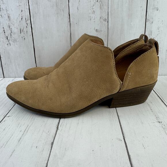 Frye Tan Leather Rowen Slip On Bootie Pointed Toe Ankle Boot 3475041 Size 8M - Picture 7 of 14